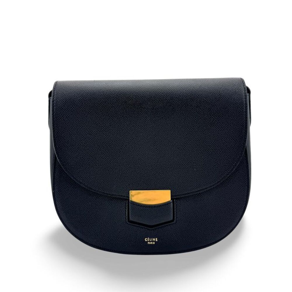 Celine Small Trotter Crossbody Bag Navy Grain Calfskin
